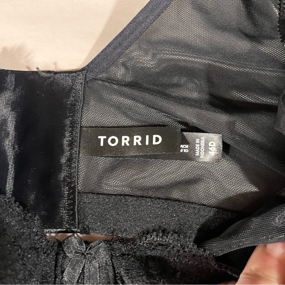 Torrid Black Lace Unlined Full Coverage Underwire Bra 46D - Picture 4 of 12